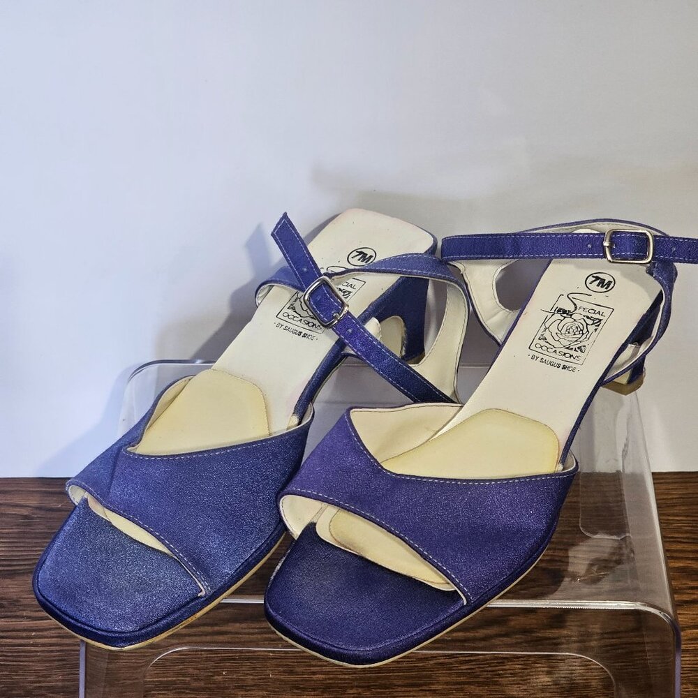 Size 7 Vintage Special Occasions Purple Strappy Open Toe Heels